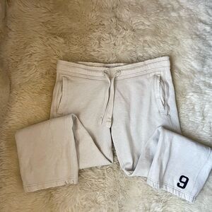 Vintage | rare Ruehl 925 light grey low rise baggy wide leg men's sweatpants